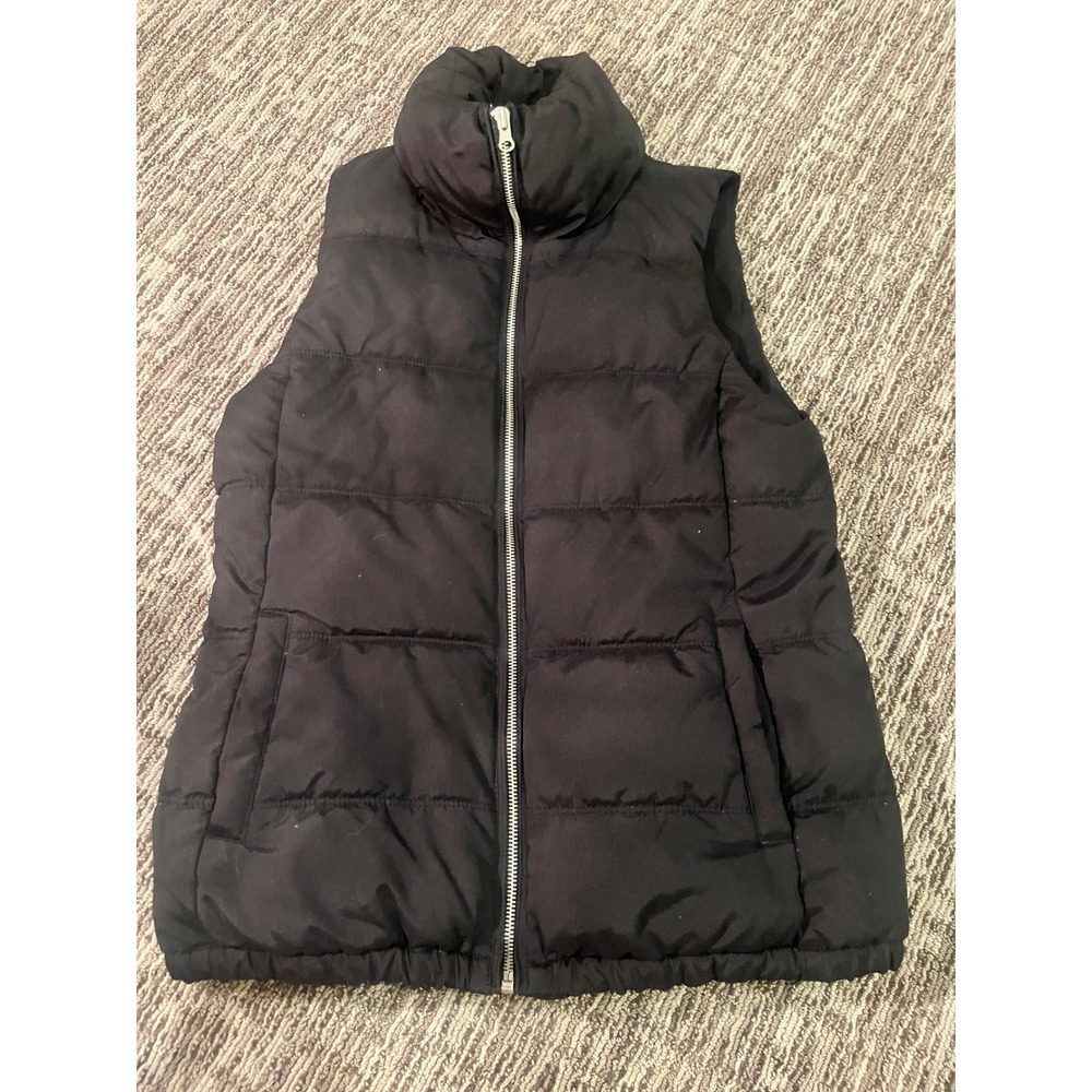 Old Navy Womens Black Puffer Vest Fleece Lined Full Zip Quilted Sleeveless Small
